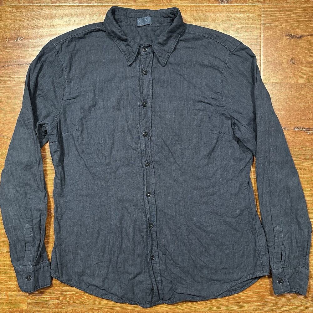 CP Shades Button Up Shirt Womens XL Gray Long Sleeve Cotton Retro Tomboy USA